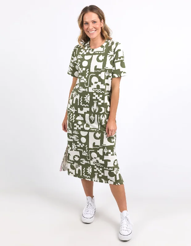 Elm Postcard Crew Tee Dress Clover