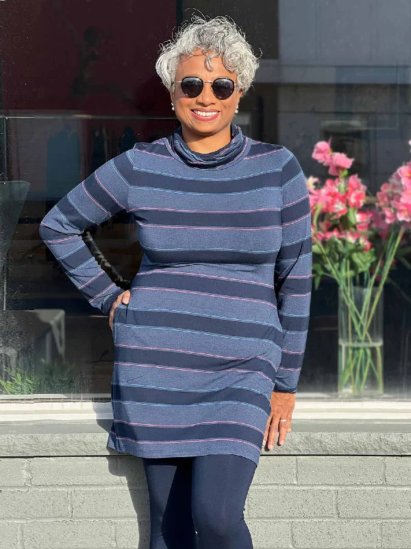 Venice striped cowl neck pocket tunic - FINAL SALE