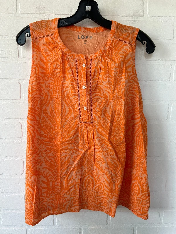 Orange Top Sleeveless Loft, Size M