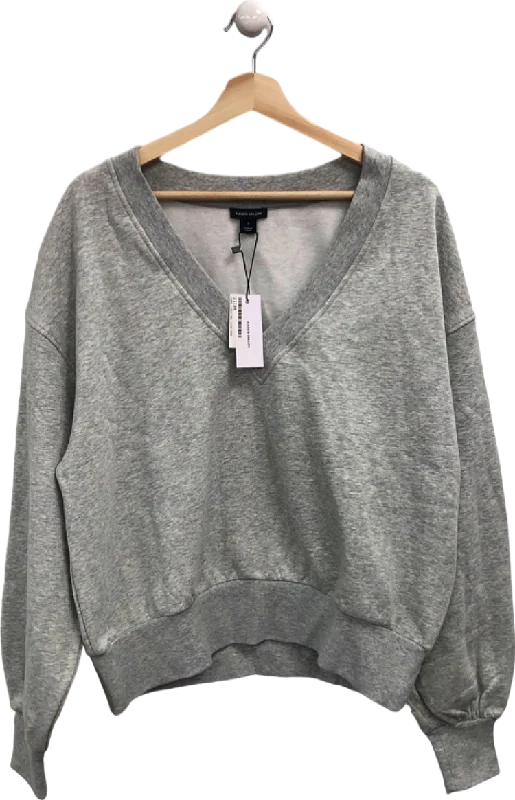 Karen Millen Grey Fleece Jersey V-Neck Sweatshirt UK S