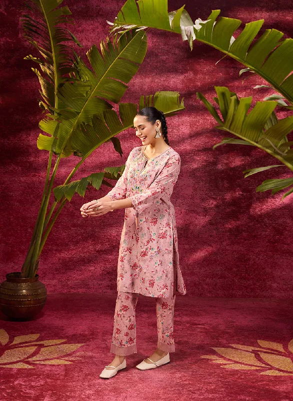 Phool Rose Pink Printed Kurta Set for Women