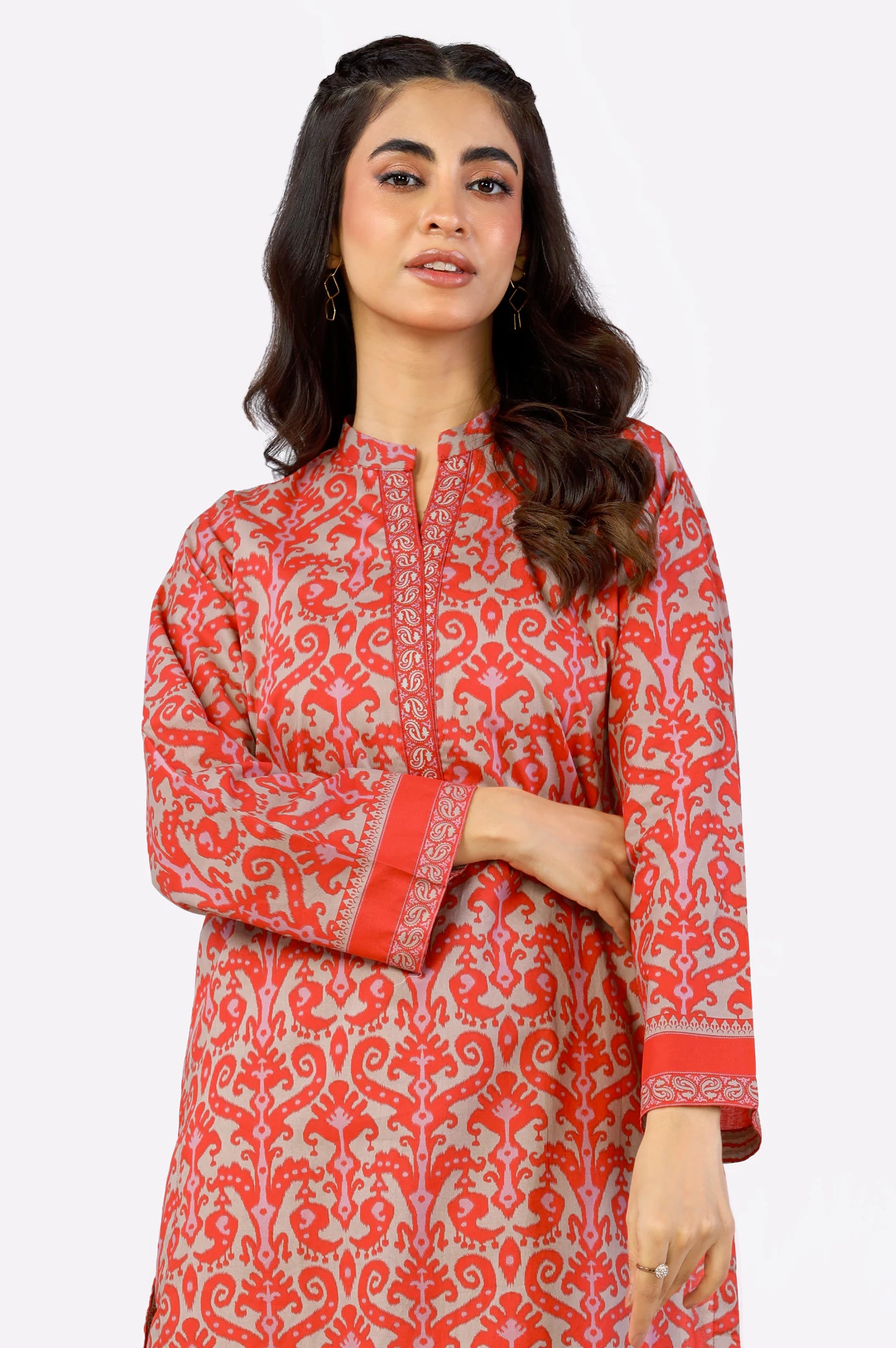 Orange Printed Kurti