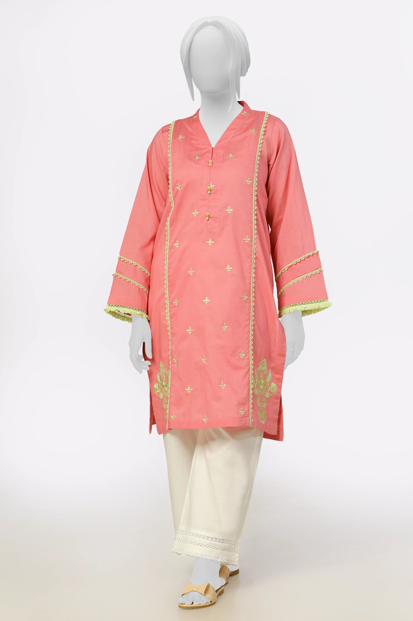 Tea Pink Embroidered Kurti