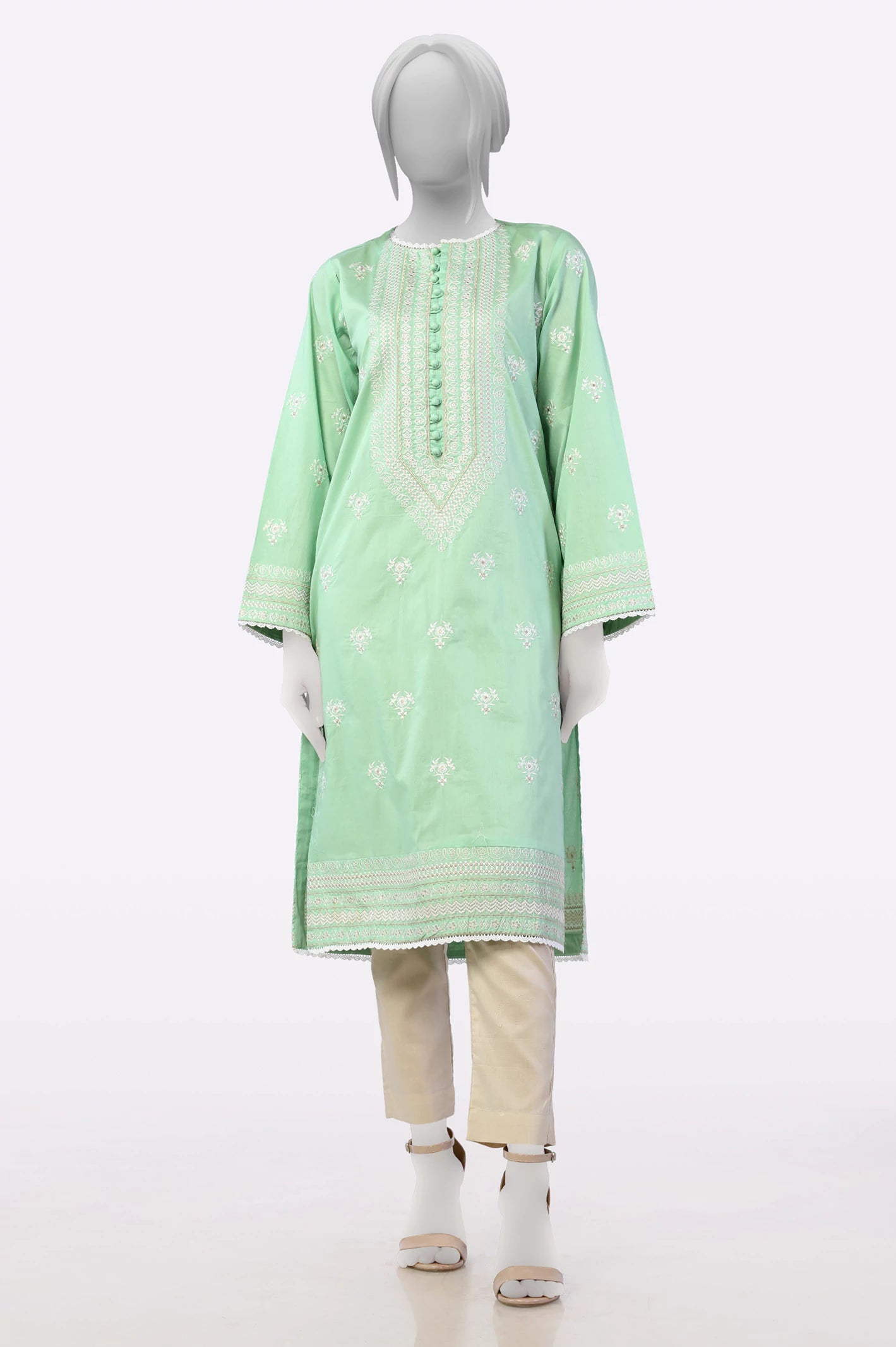 Light Green Embroidered Kurti