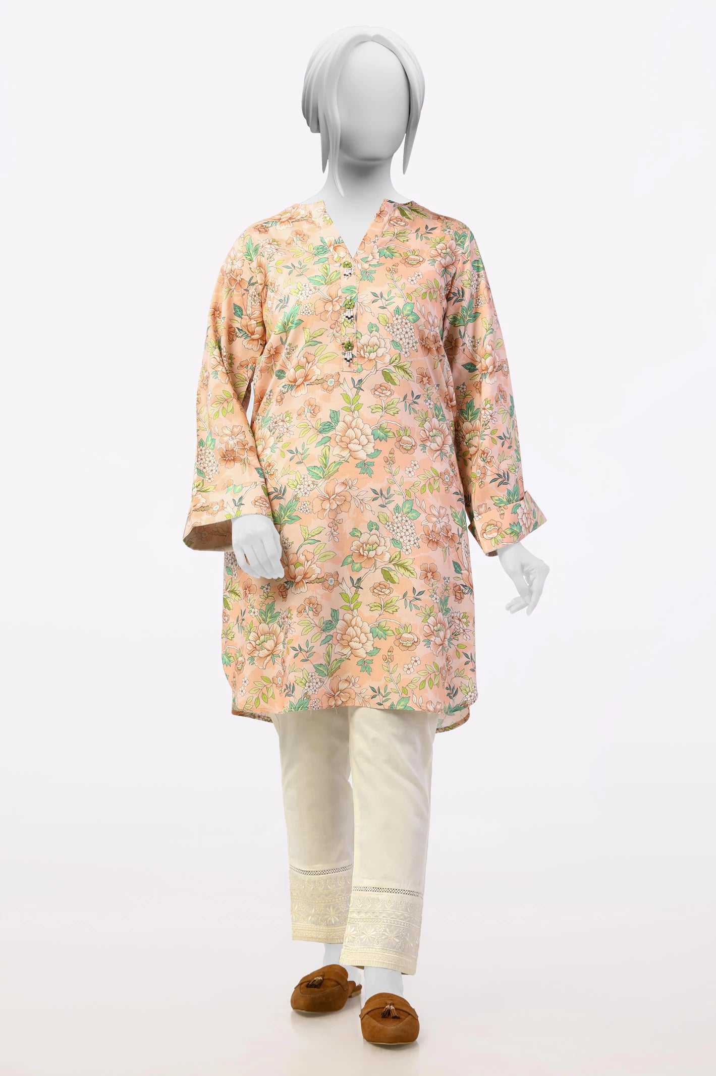 Peach Printed Kurti