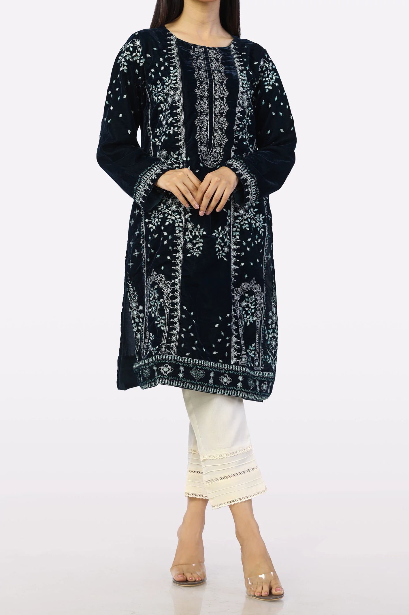 Teal Emroidered Kurti