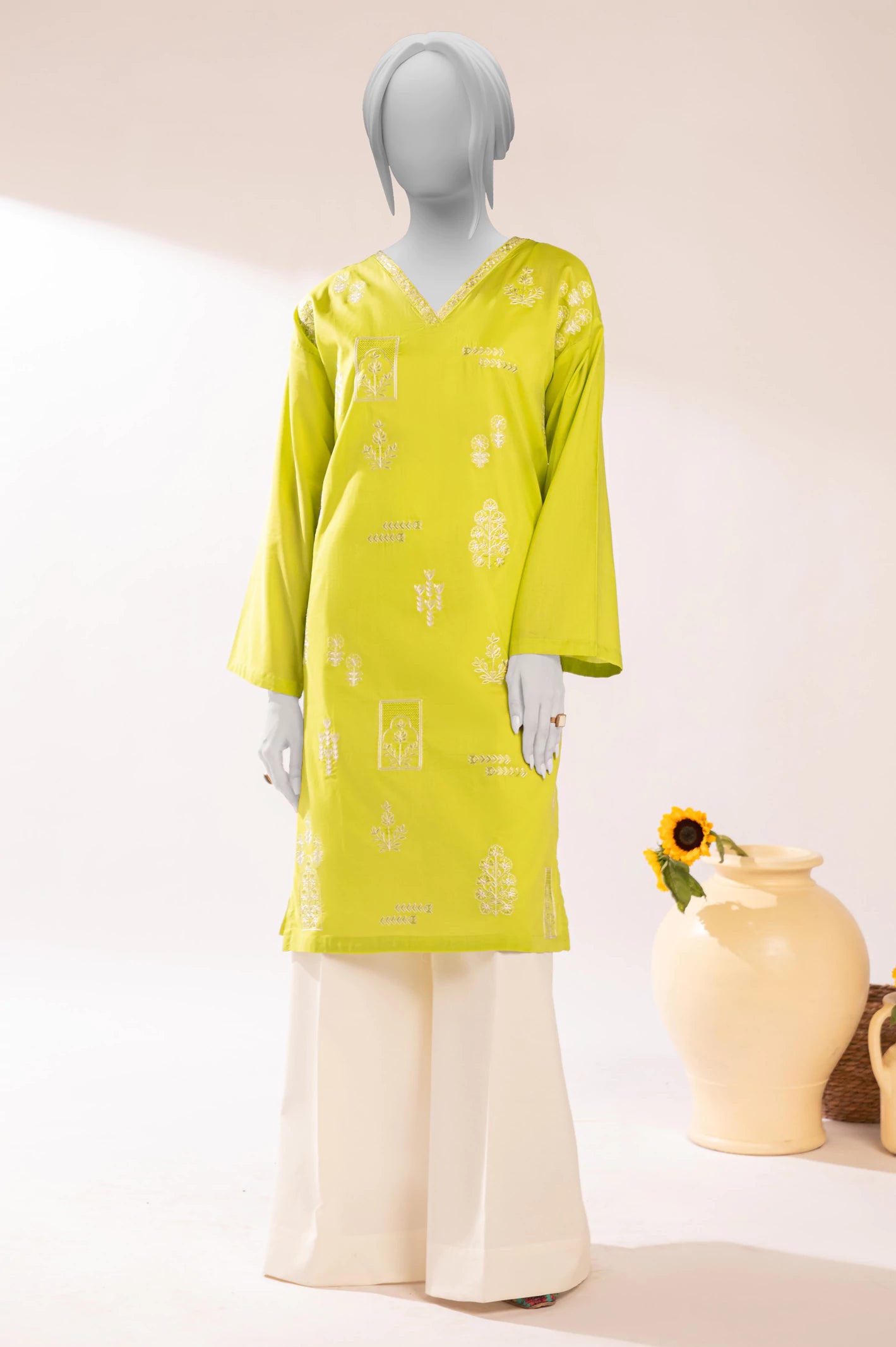 Light Green Embroidered Kurti