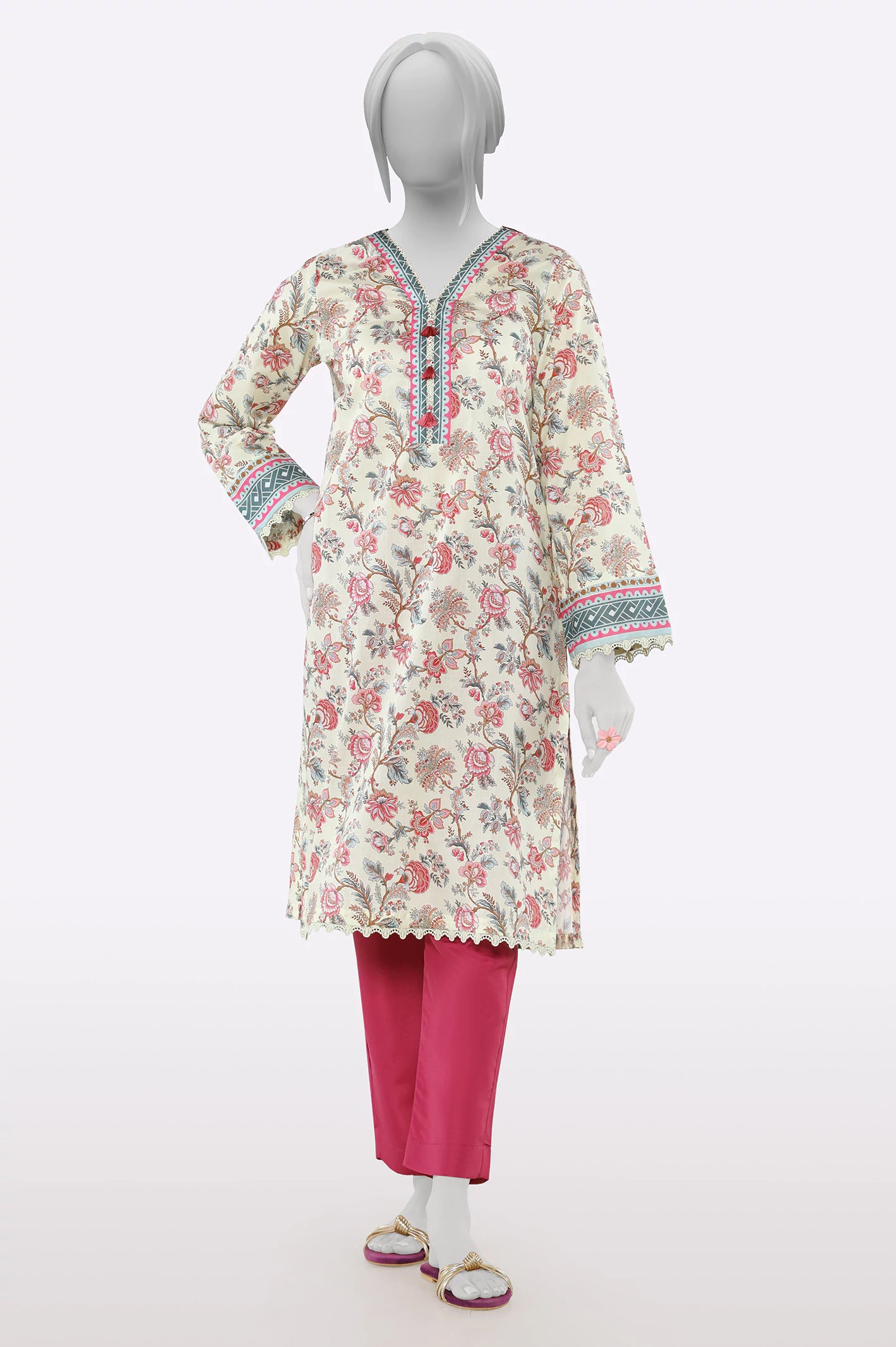 Cream Printed Kurti