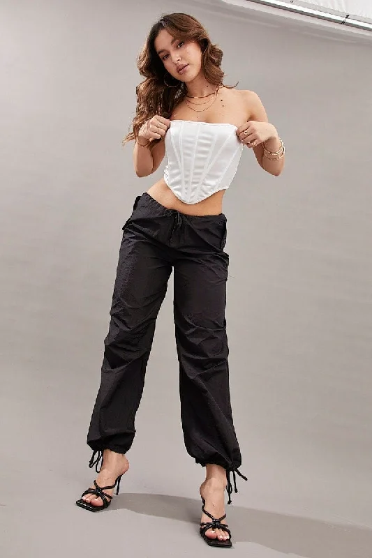 Black Utility Relaxed Pant Low Rise