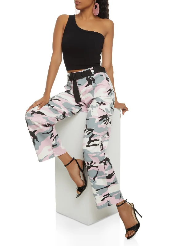 Belted Camouflage Cargo Pants