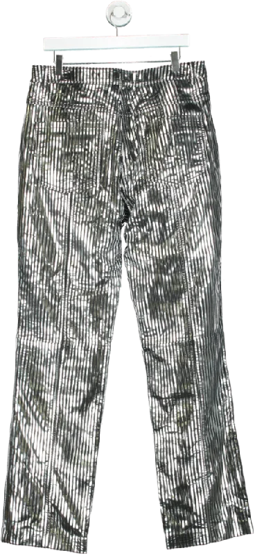 Remain Silver Metallic Trousers UK 14