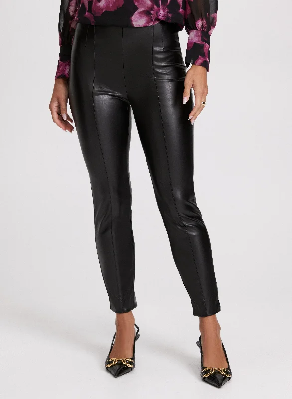 Sofia Vegan Leather Slim-Leg Pants