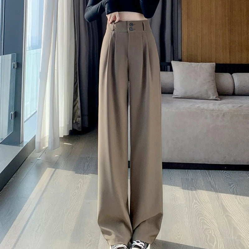 Women's Wide Leg Suit Fashion Designer High Waist Pants