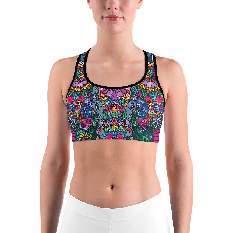 Colorful Elephant Sports bra