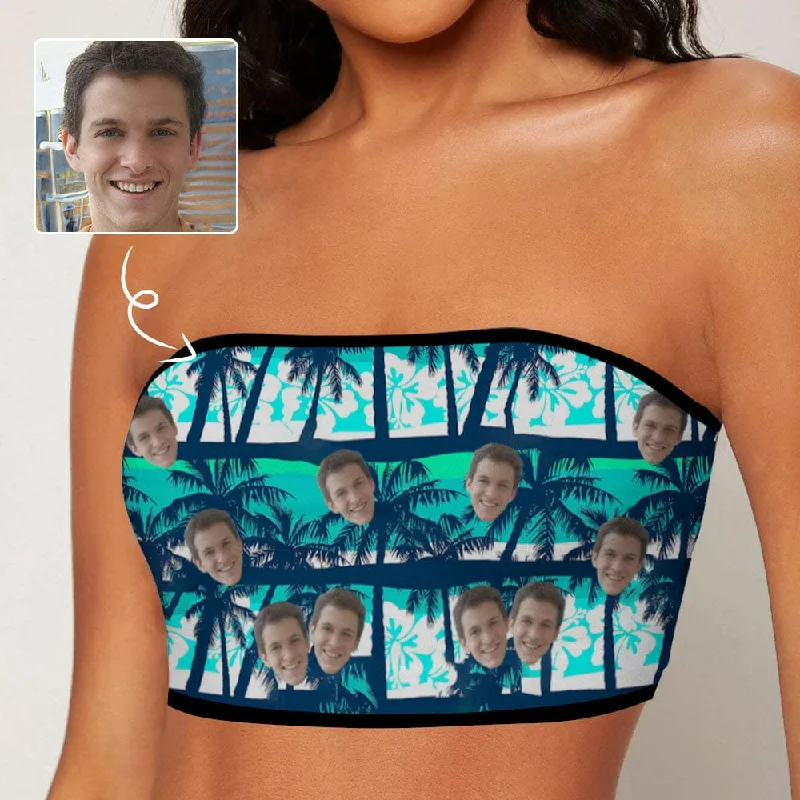 Custom Husband Face Tree Crop Top Personalized Women's Tube Top