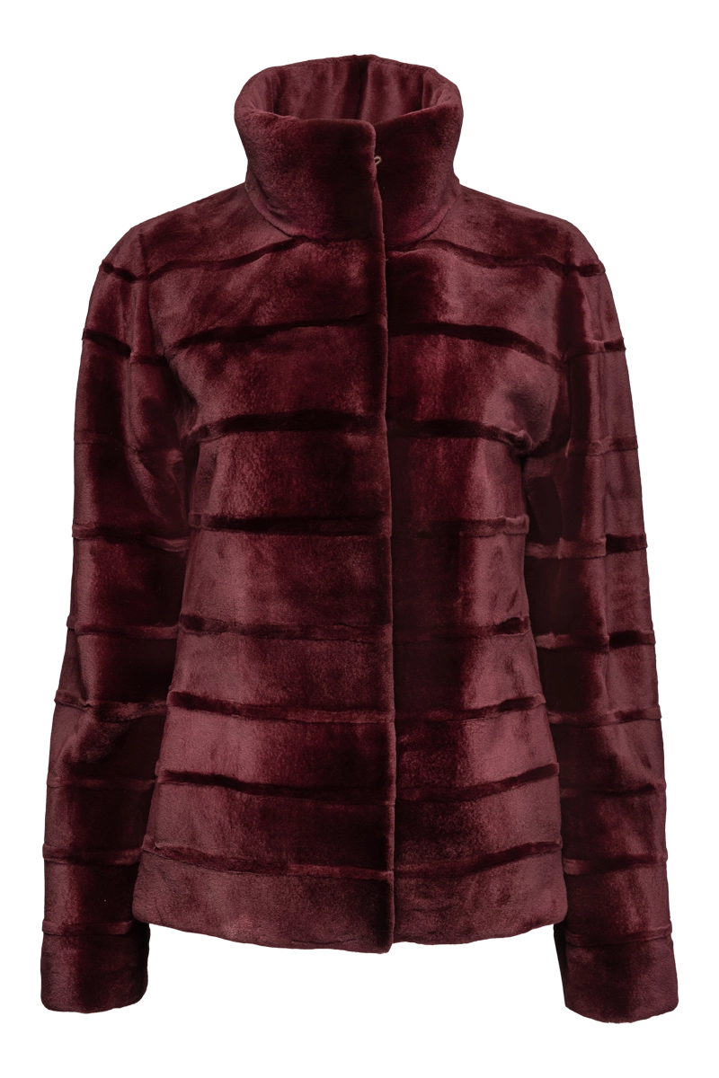 Reversible Horizontal Striped Sheared Mink Fur Jacket