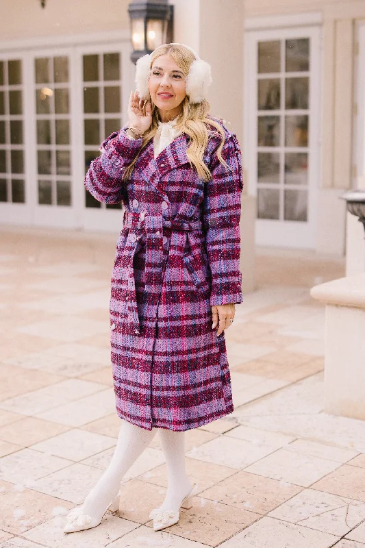 Holly Plaid Coat in Violet