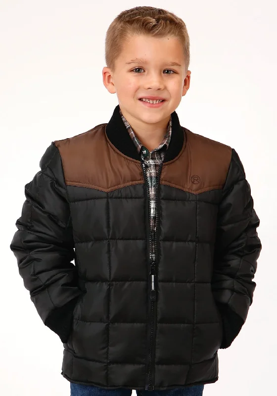 Roper Boys Kids Black/Brown Polyester Western Insulated Jacket