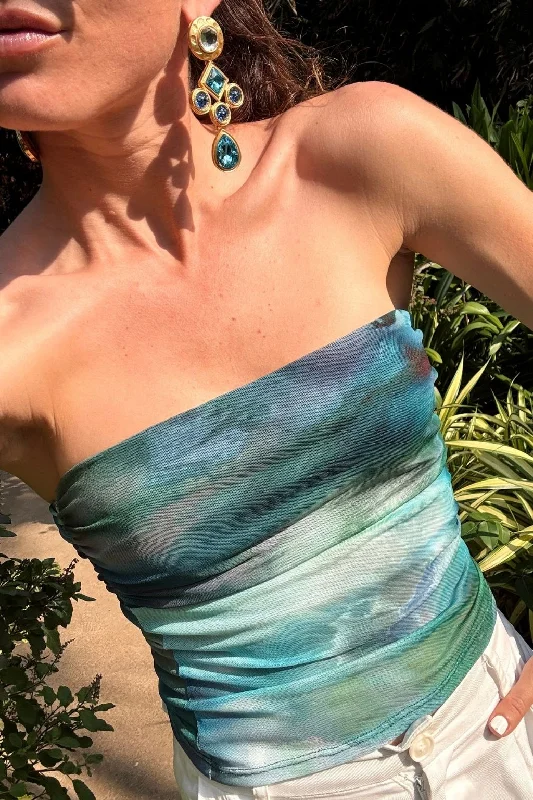 Crystal Coast Blue Strapless Top