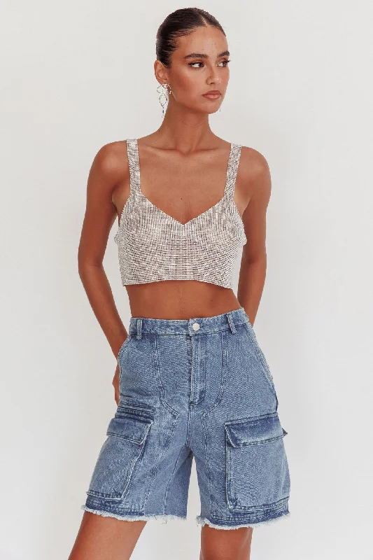 Lumina Diamante Crop Top Silver