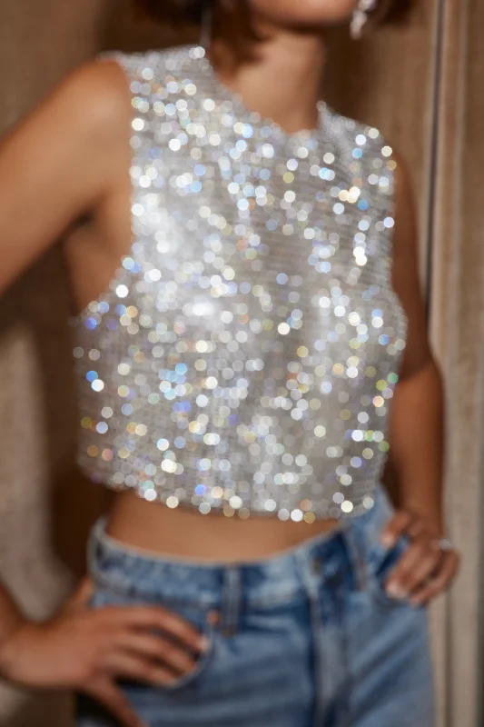 She's a Gem Silver Rhinestone Tank