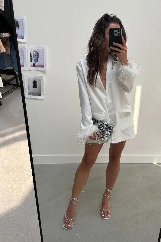 Tease Me White Feather Blazer