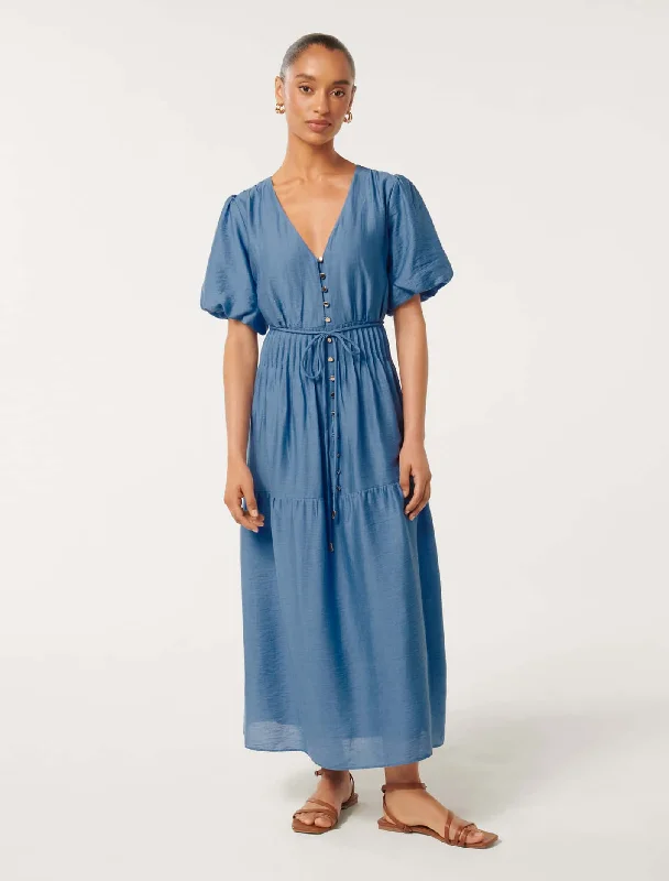 Addison Petite Textured Pintuck Midi Dress