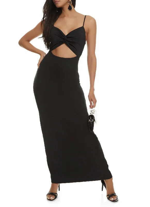 Twist Front Cutout Maxi Dress