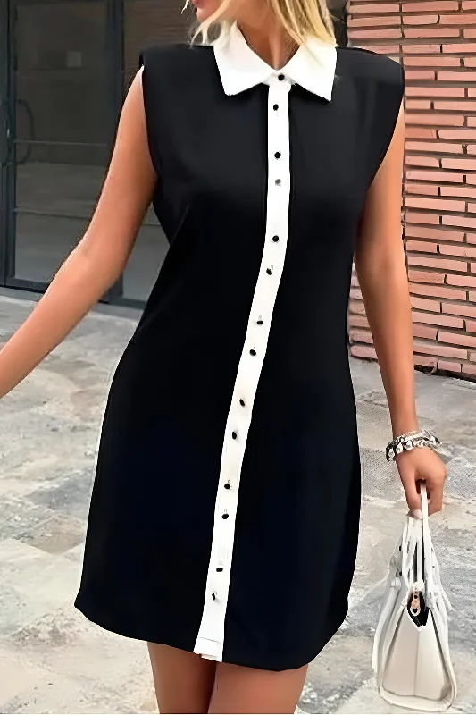 Contrast Sleeveless Mini Dress