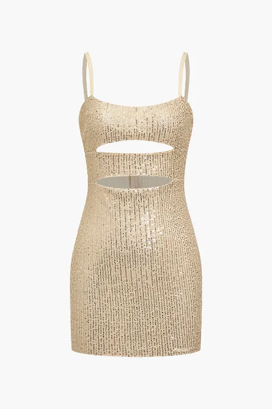 Slip Sequin Cut Out Mini Dress