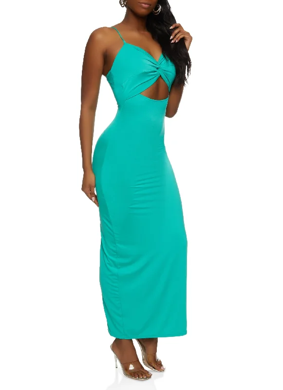 Twist Front Cutout Maxi Dress