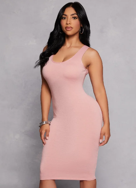 Scoop Neck Midi Tank Dress