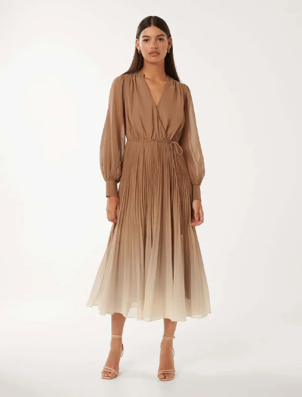 Saskia Pleat Wrap Midi Dress