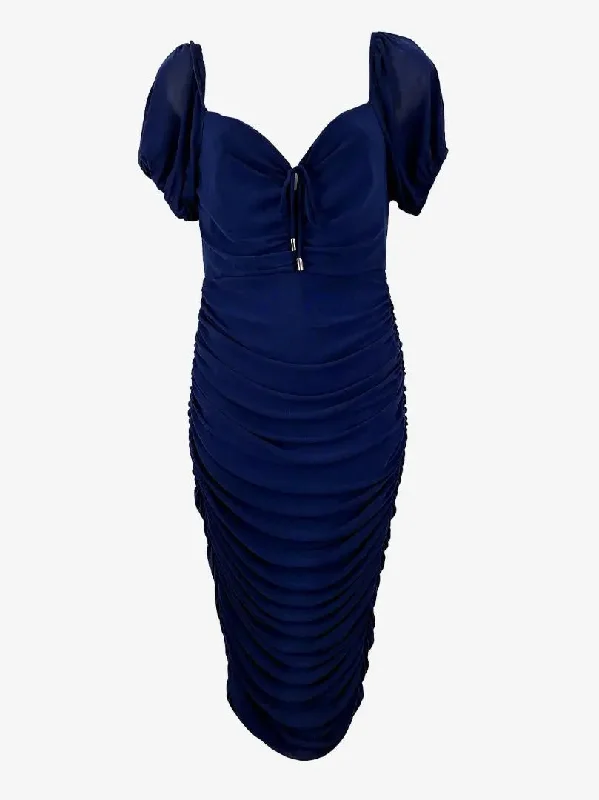 Runway Goddess Chic Navy Ruched Evening Dress Size 10